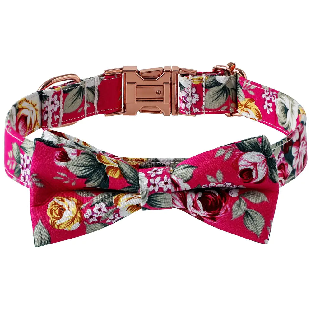 Cotton Dog Collar with Rose Gold Buckle – Soft, Stylish & Adjustable - Kim’s Signature Beauty & Accessories    