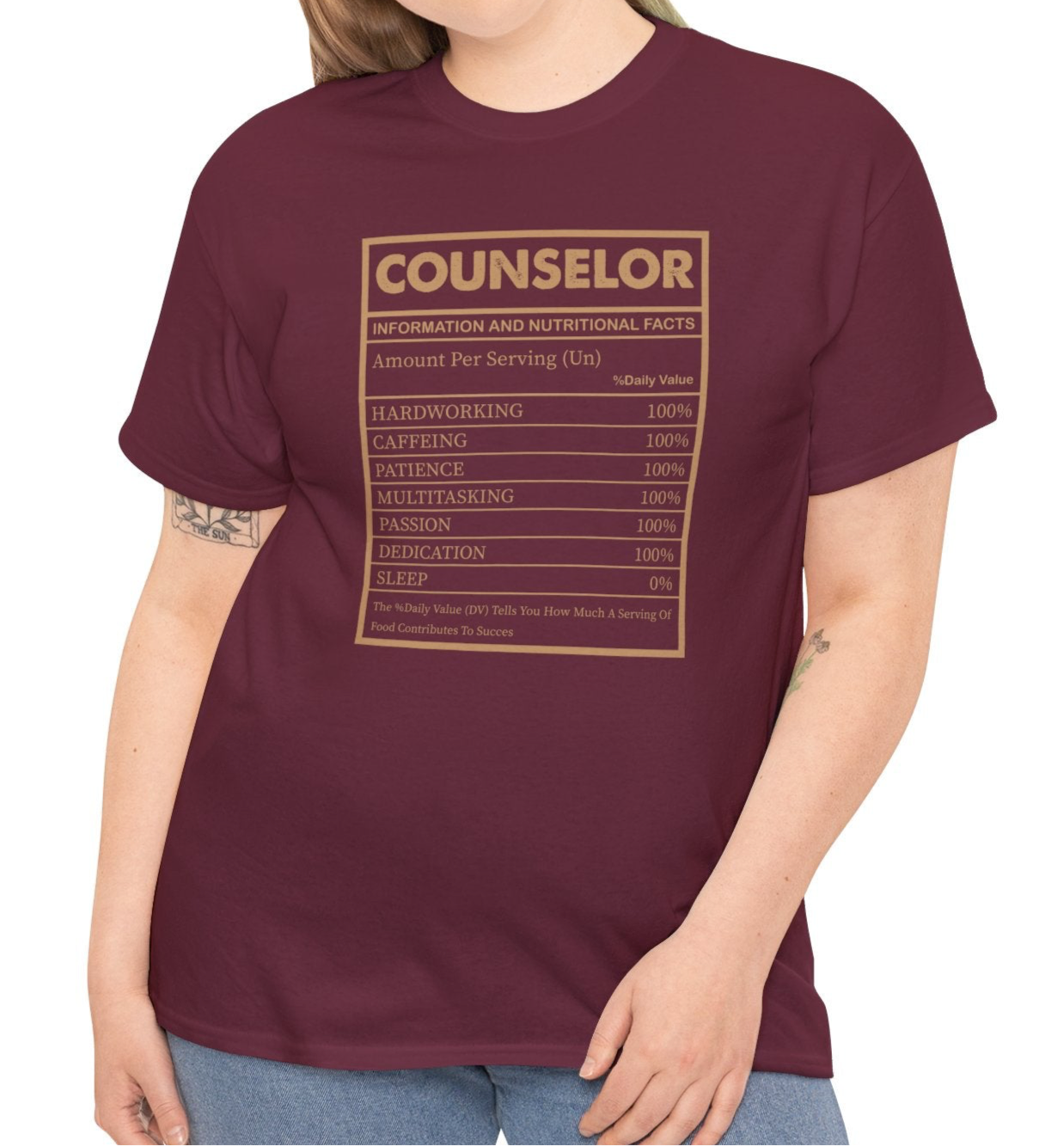 Counselor Nutritional Facts Graphic Tee – Funny & Inspiring - Kim’s Signature Beauty & Accessories    