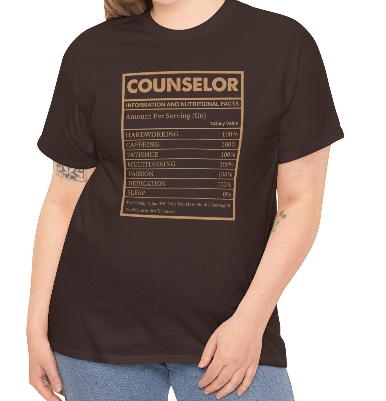 Counselor Nutritional Facts Graphic Tee – Funny & Inspiring - Kim’s Signature Beauty & Accessories    