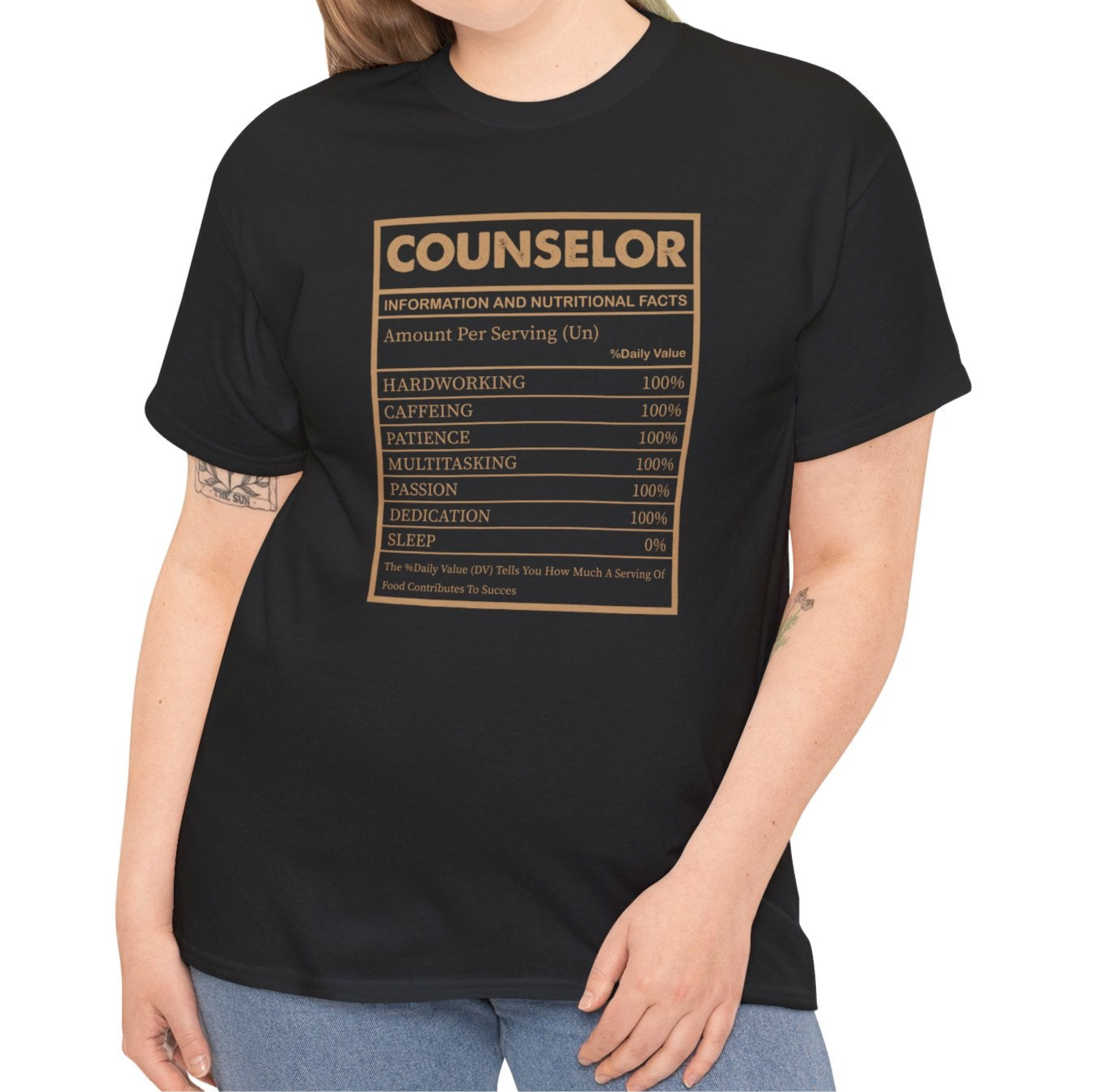 Counselor Nutritional Facts Graphic Tee – Funny & Inspiring - Kim’s Signature Beauty & Accessories    
