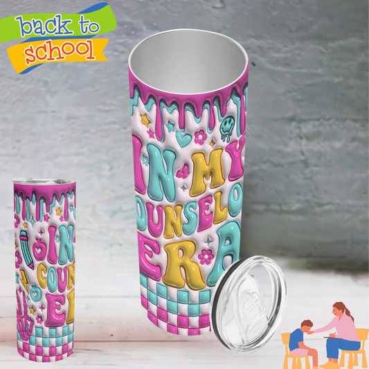 In My Counselor Era |  Straight Skinny Tumbler - Kim’s Signature Beauty & Accessories    (Store description)