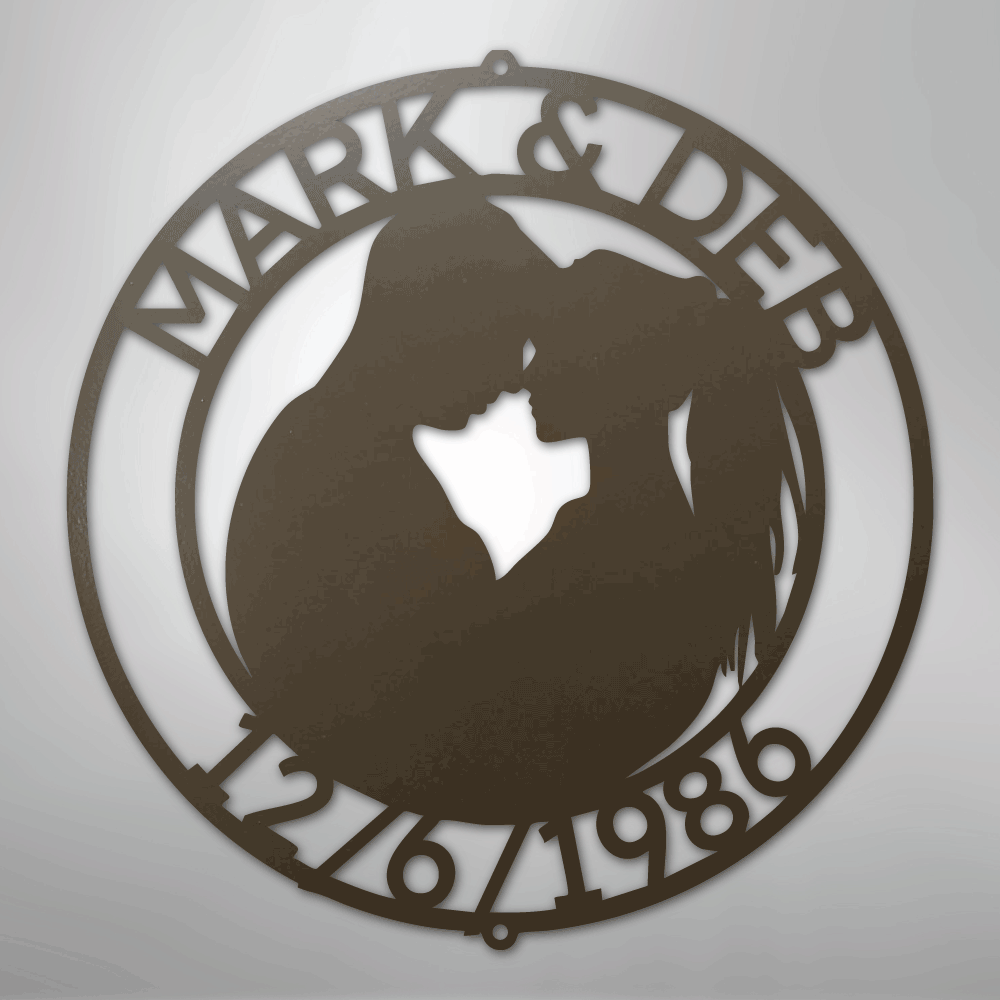 Couple Silhouette Monogram 2 - Steel Sign - Kim’s Signature Beauty & Accessories