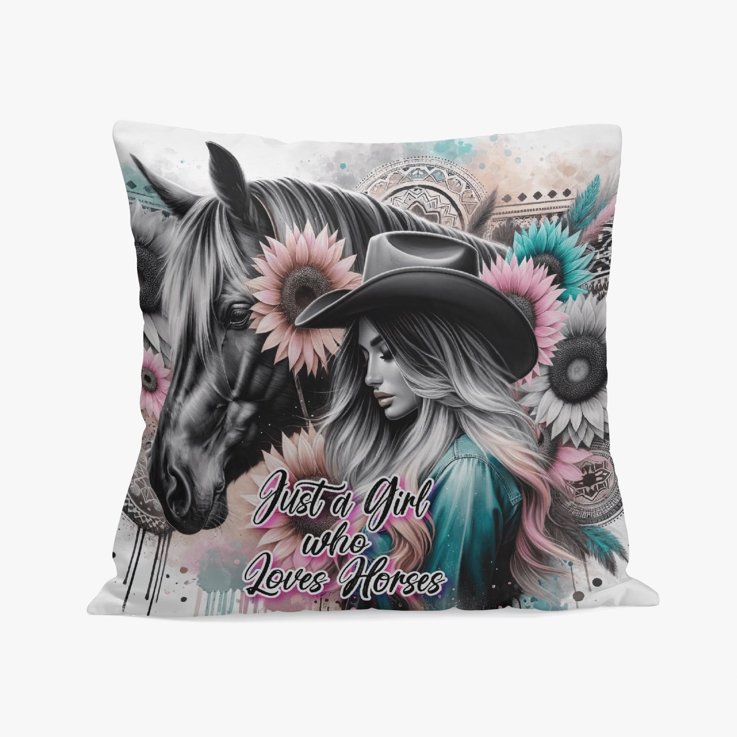 Cowgirl Horse Lover 18"  Pillow Cover - Kim’s Signature Beauty & Accessories    