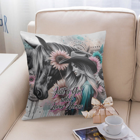 Cowgirl Horse Lover 18"  Pillow Cover - Kim’s Signature Beauty & Accessories    