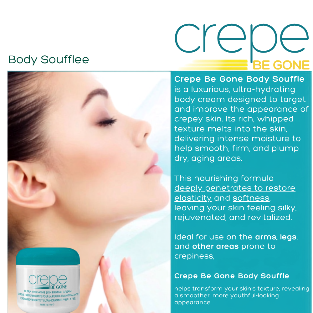 Crepe Be Gone Body Souffle - Ultra Hydrating Skin Firming Cream for NeckChest Arms & Legs - Kim’s Signature Beauty & Accessories