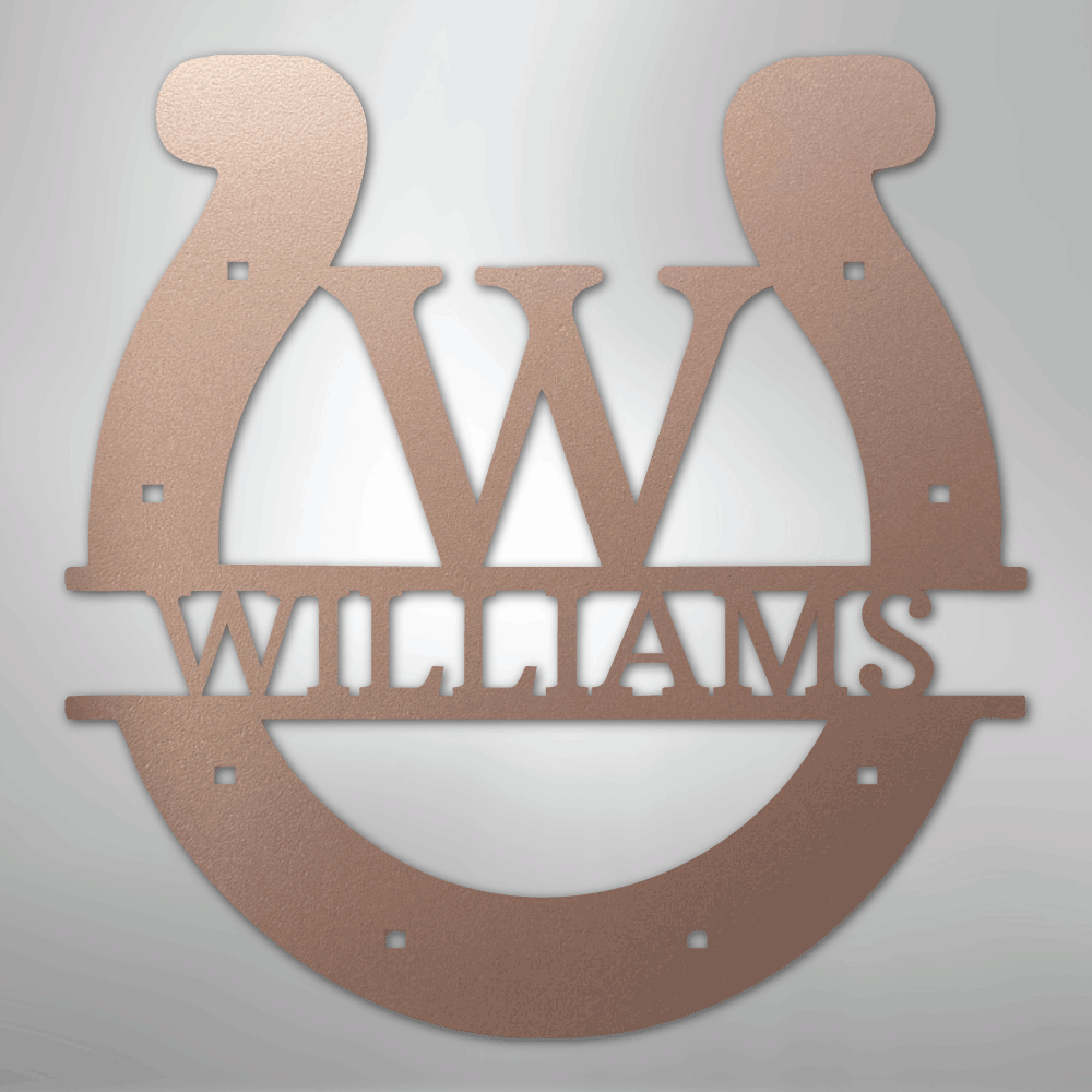 Custom Horseshoe Monogram - Steel Sign - Kim’s Signature Beauty & Accessories