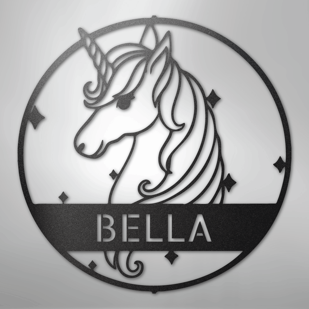 Cute Unicorn Monogram - Steel Sign - Kim’s Signature Beauty & Accessories
