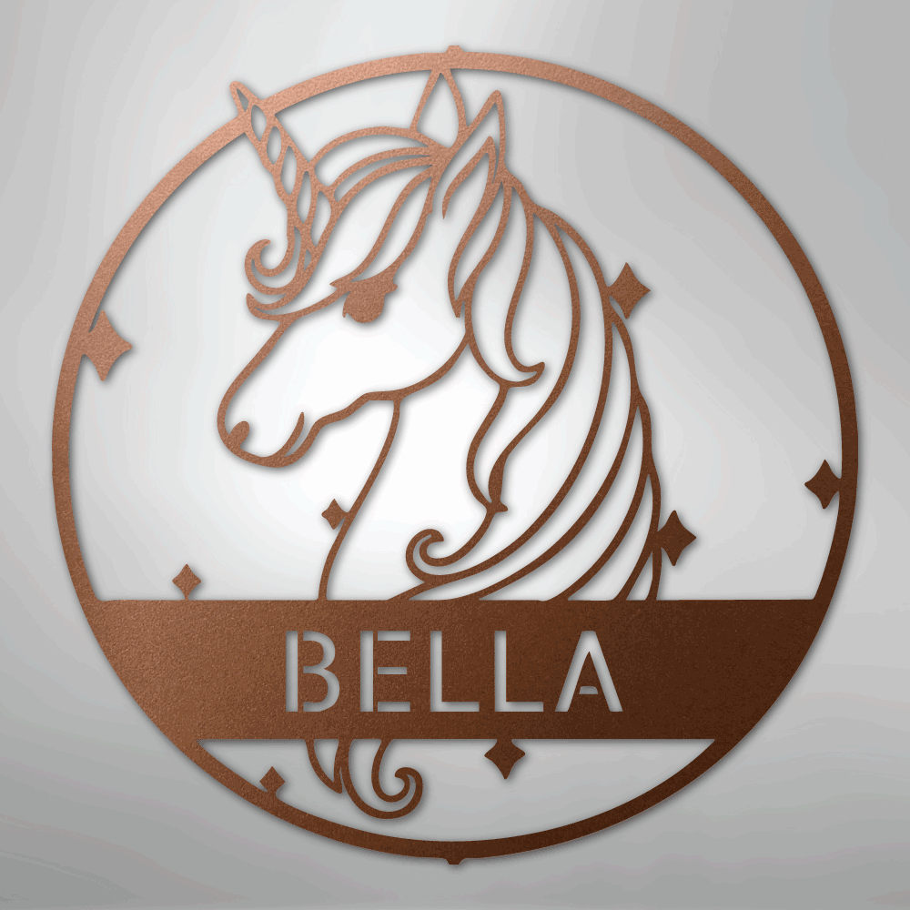 Cute Unicorn Monogram - Steel Sign - Kim’s Signature Beauty & Accessories