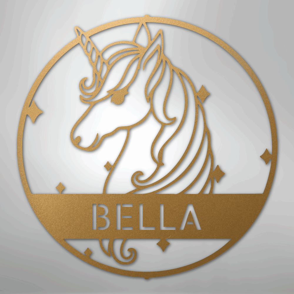 Cute Unicorn Monogram - Steel Sign - Kim’s Signature Beauty & Accessories