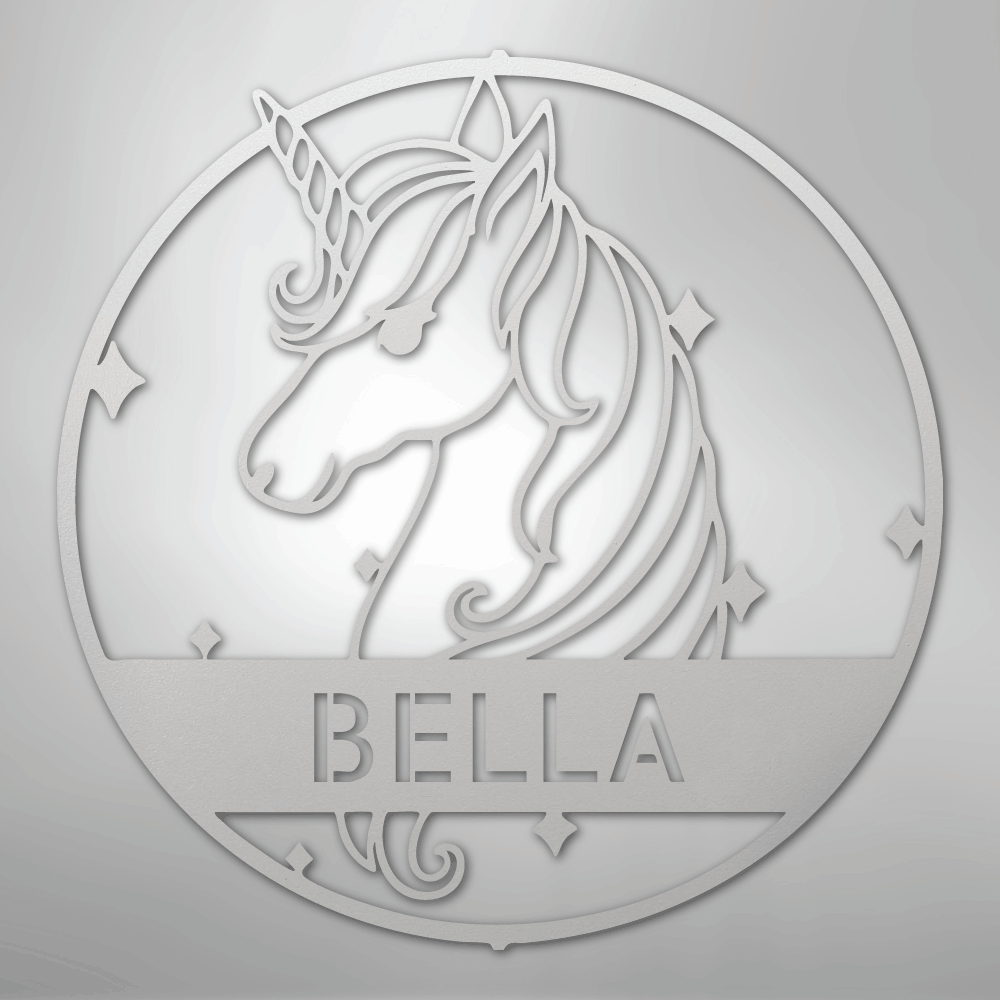 Cute Unicorn Monogram - Steel Sign - Kim’s Signature Beauty & Accessories