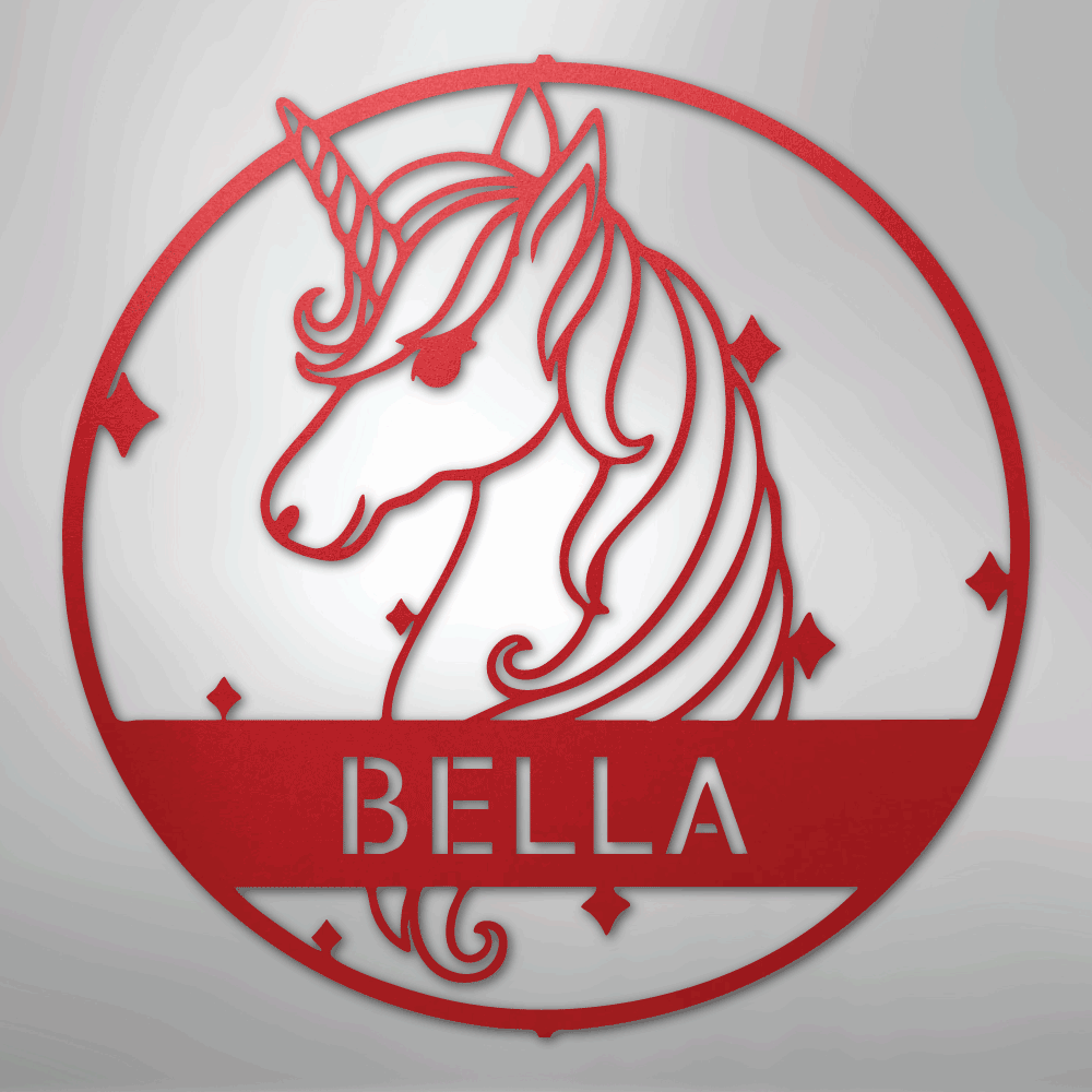 Cute Unicorn Monogram - Steel Sign - Kim’s Signature Beauty & Accessories