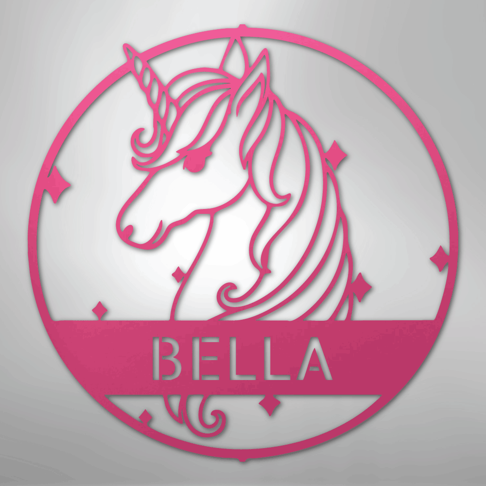 Cute Unicorn Monogram - Steel Sign - Kim’s Signature Beauty & Accessories