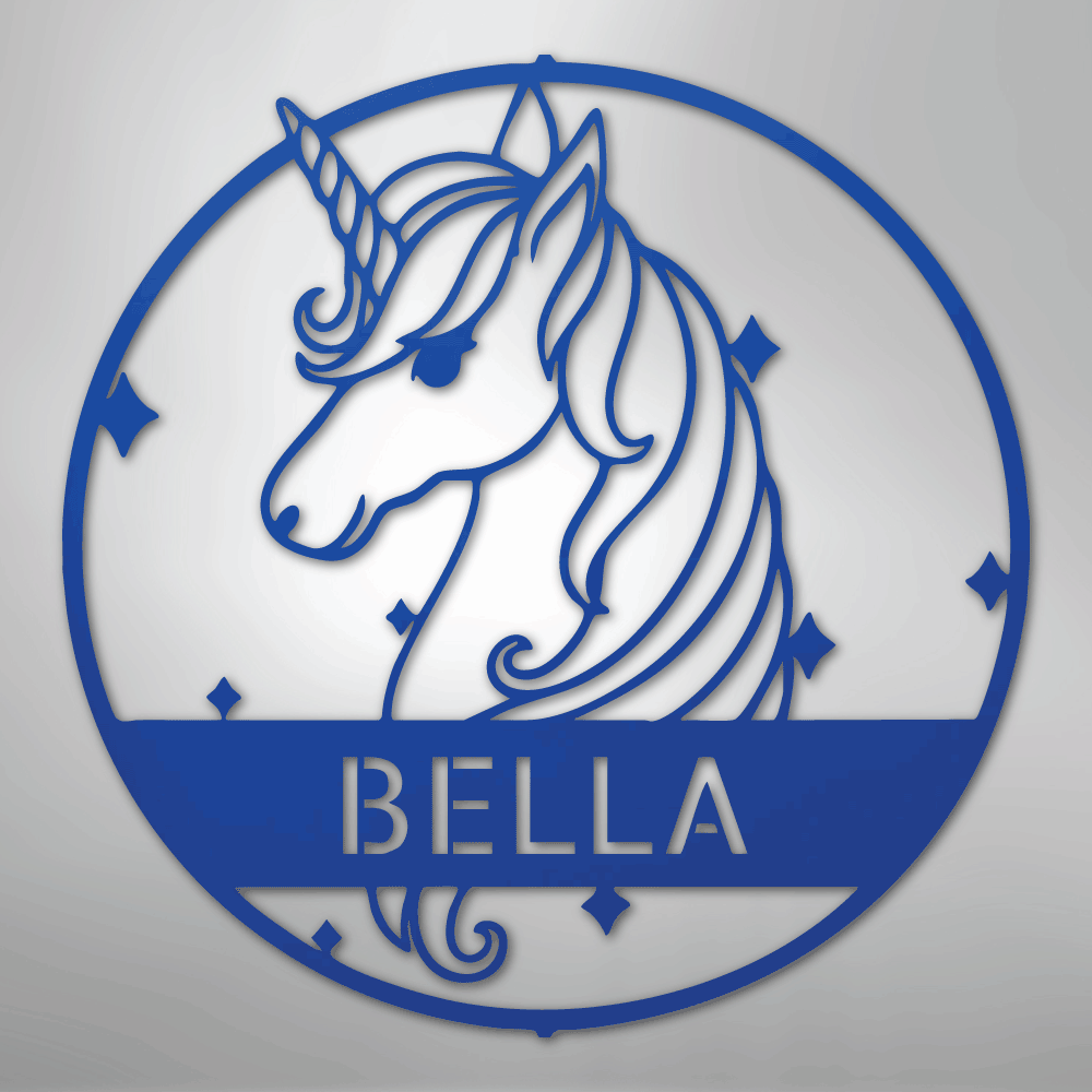 Cute Unicorn Monogram - Steel Sign - Kim’s Signature Beauty & Accessories