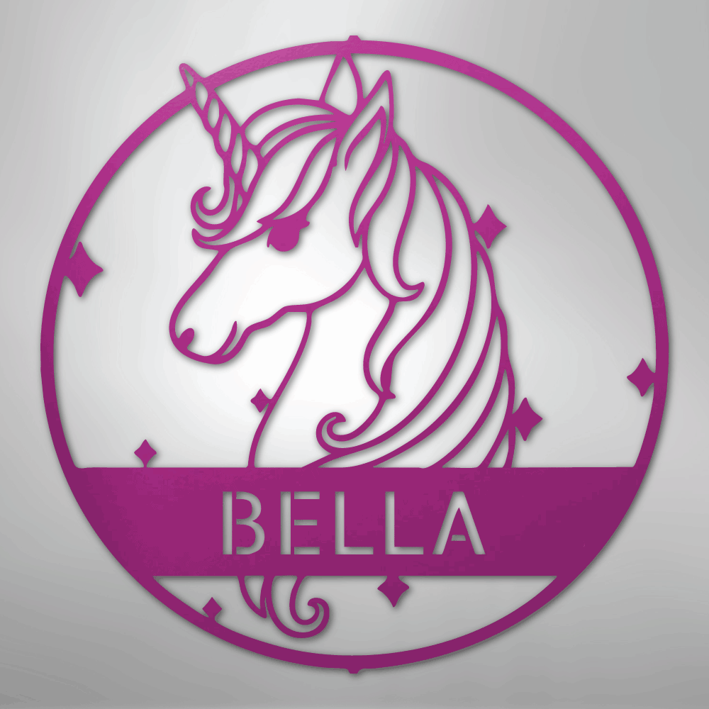 Cute Unicorn Monogram - Steel Sign - Kim’s Signature Beauty & Accessories