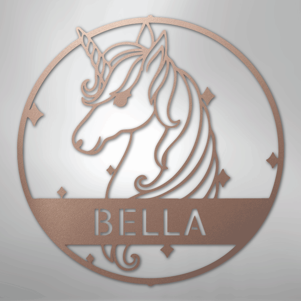 Cute Unicorn Monogram - Steel Sign - Kim’s Signature Beauty & Accessories