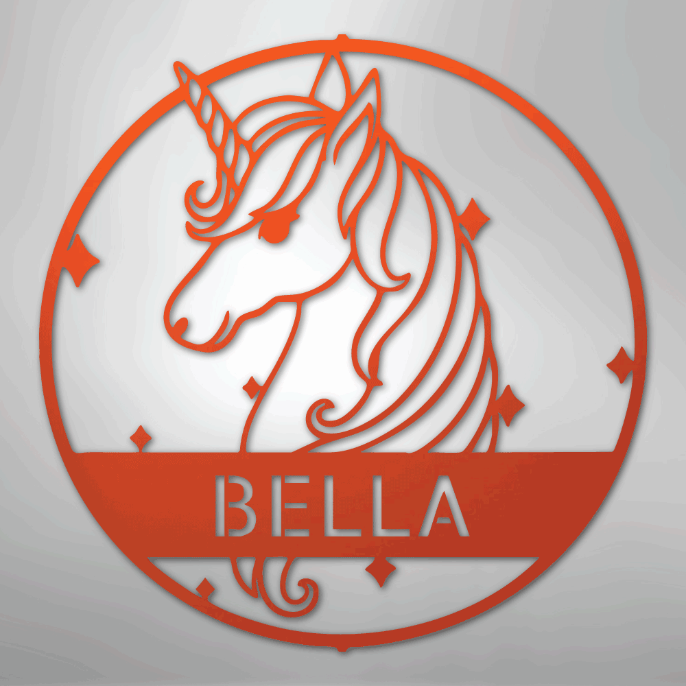 Cute Unicorn Monogram - Steel Sign - Kim’s Signature Beauty & Accessories