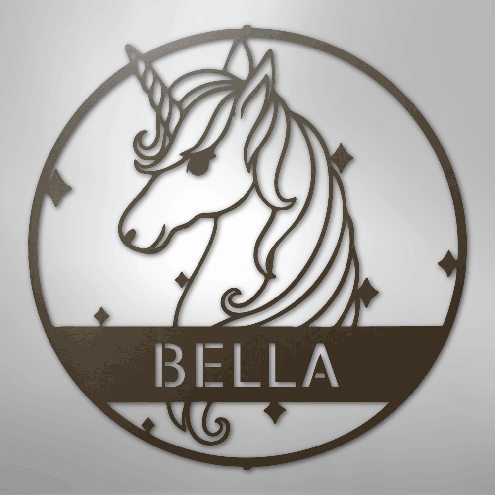 Cute Unicorn Monogram - Steel Sign - Kim’s Signature Beauty & Accessories