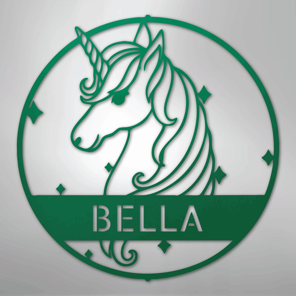 Cute Unicorn Monogram - Steel Sign - Kim’s Signature Beauty & Accessories