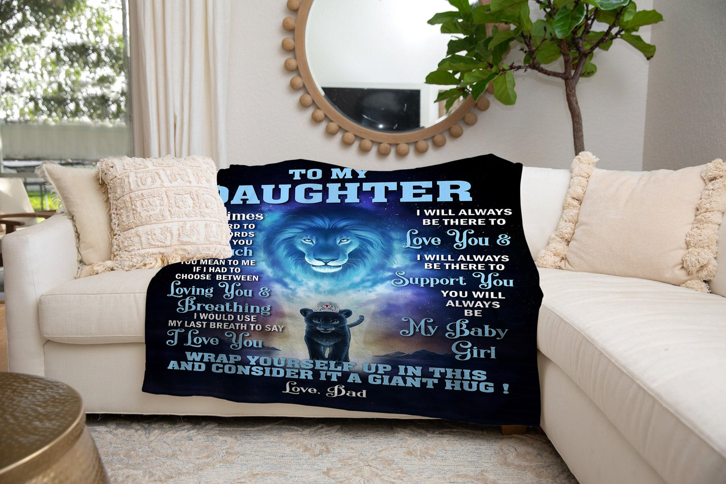 DAUGHTER, LOVE DAD LION BLANKET - Kim’s Signature Beauty & Accessories    