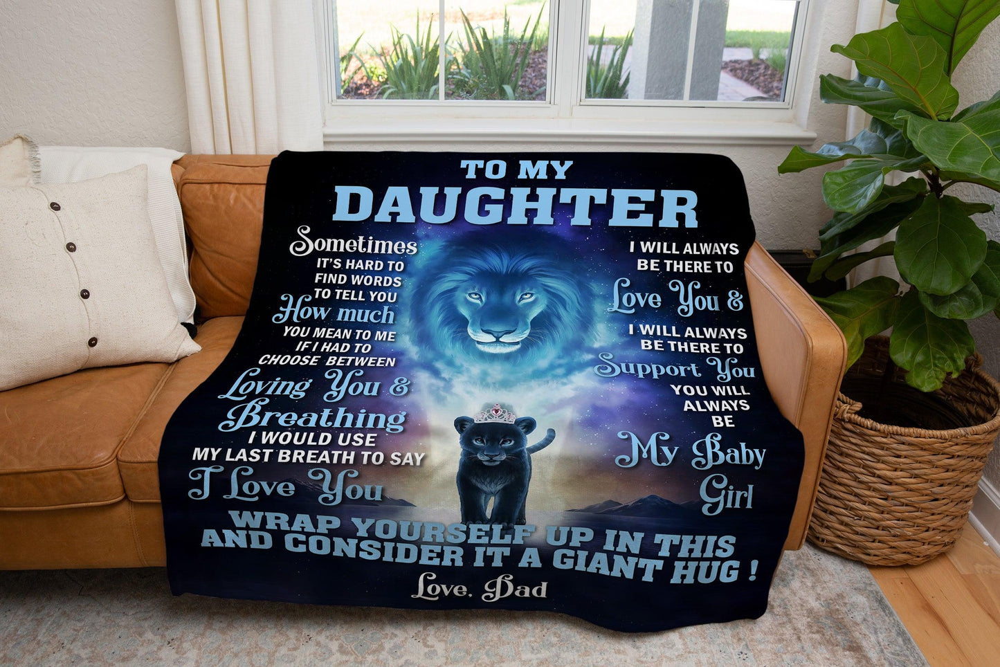 DAUGHTER, LOVE DAD LION BLANKET - Kim’s Signature Beauty & Accessories    