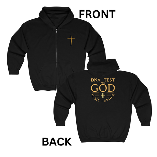 DNA Test and God Is My Father Zip-Up Hoodie - Kim’s Signature Beauty & Accessories    