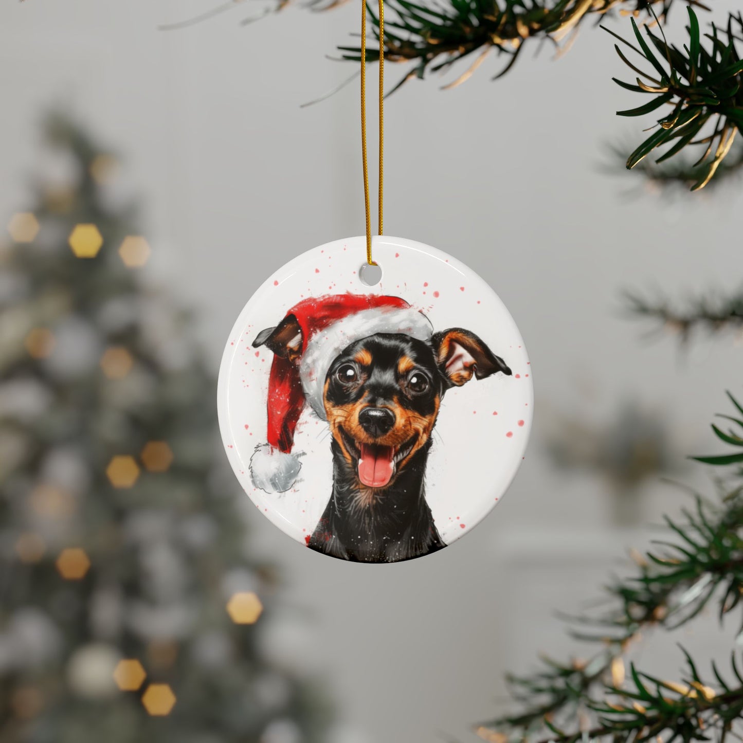 Dachshund Santa Ceramic Ornament 2-Side Print - Kim’s Signature Beauty & Accessories    