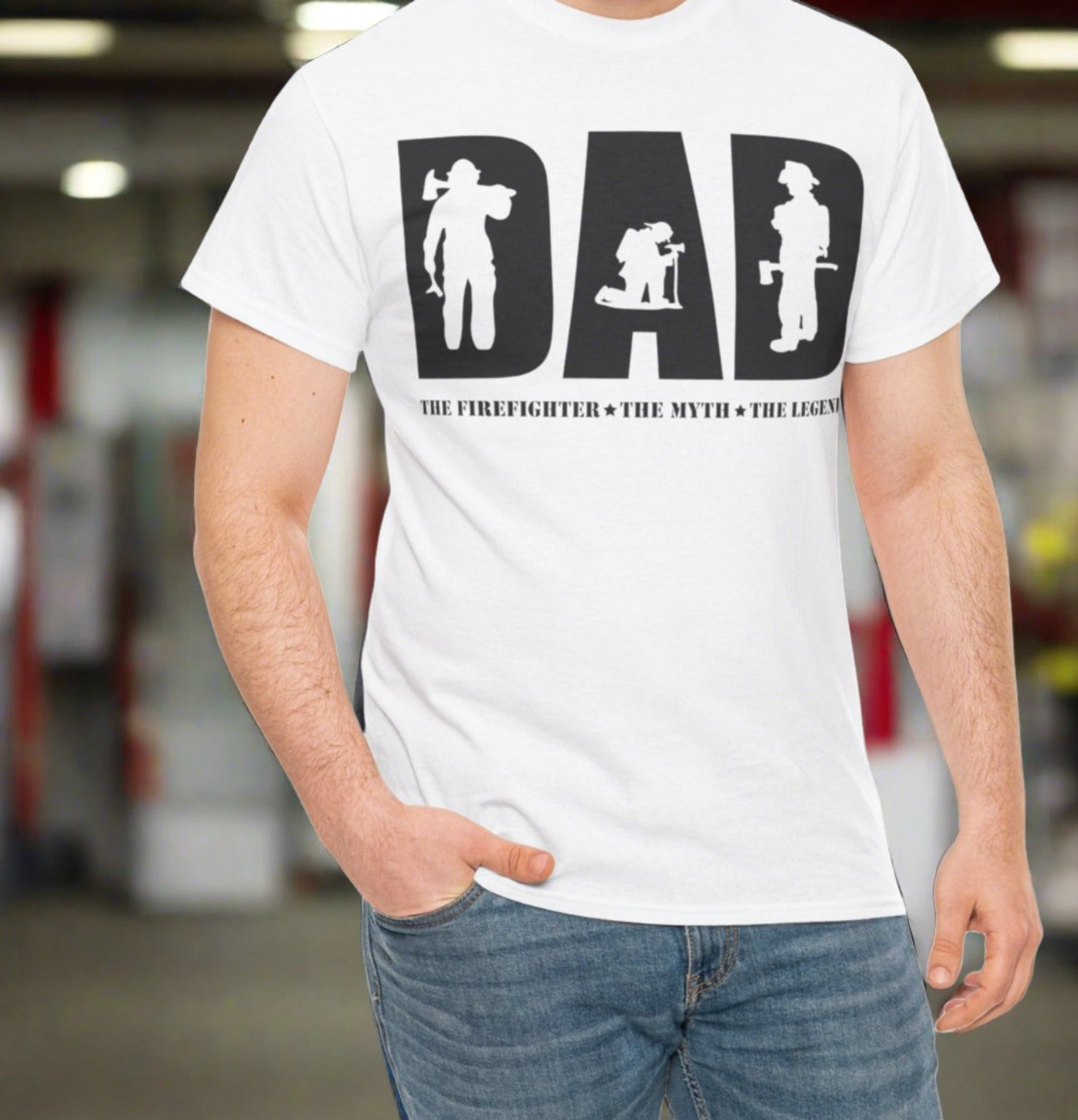 Dad, Firefighter, Myth, Legend |  Cotton Tee - Kim’s Signature Beauty & Accessories    