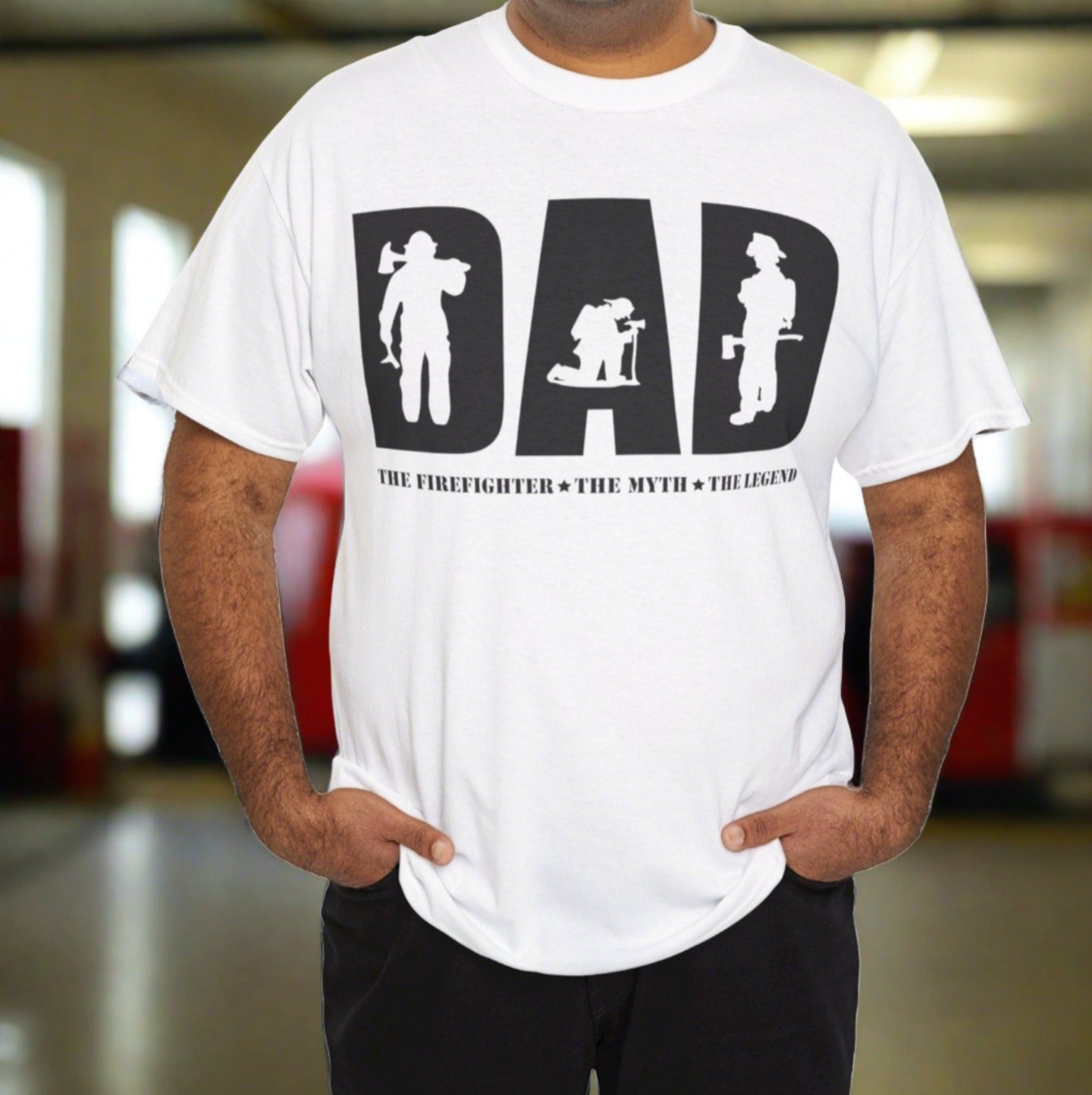 Dad, Firefighter, Myth, Legend |  Cotton Tee - Kim’s Signature Beauty & Accessories    