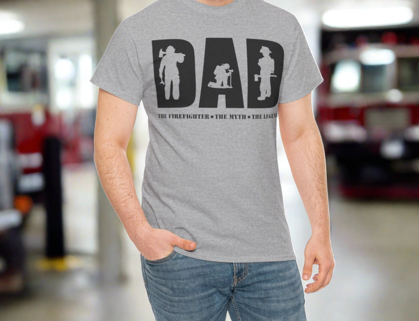 Dad, Firefighter, Myth, Legend |  Cotton Tee - Kim’s Signature Beauty & Accessories    