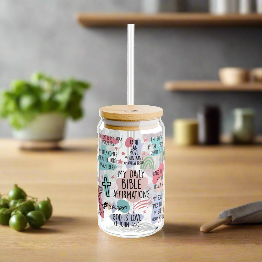 Daily Bible Affirmations | Sipper Glass - Kim’s Signature Beauty & Accessories    