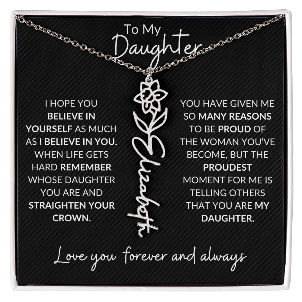 Daughter Birth Flower Necklace & Message Card - Kim’s Signature Beauty & Accessories    