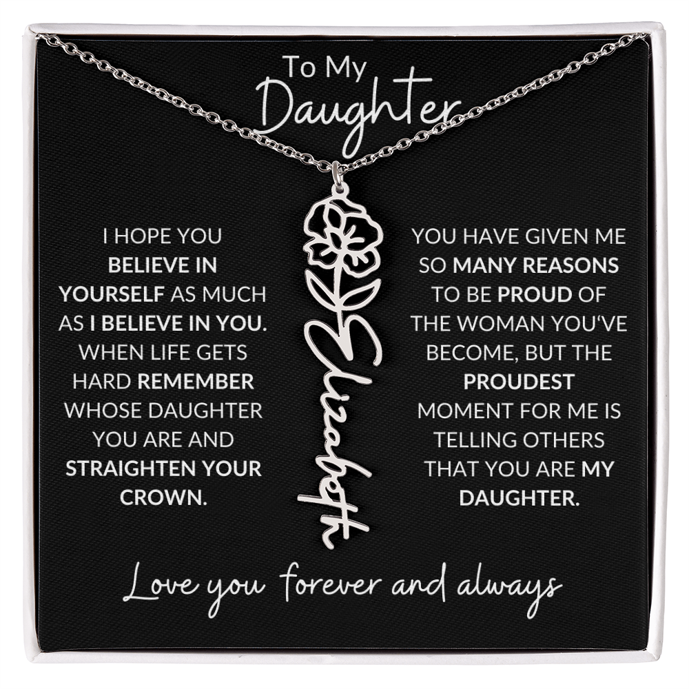 Daughter Birth Flower Necklace & Message Card - Kim’s Signature Beauty & Accessories    