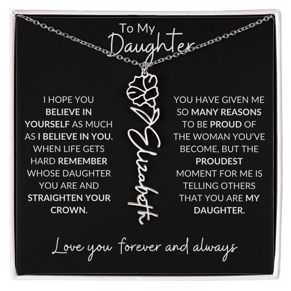 Daughter Birth Flower Necklace & Message Card - Kim’s Signature Beauty & Accessories    
