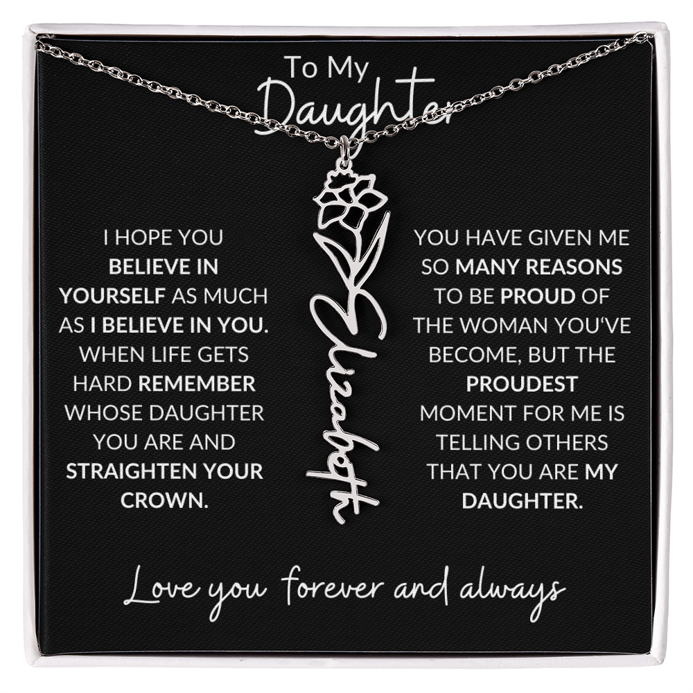 Daughter Birth Flower Necklace & Message Card - Kim’s Signature Beauty & Accessories    