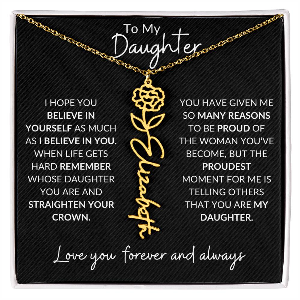 Daughter Birth Flower Necklace & Message Card - Kim’s Signature Beauty & Accessories    