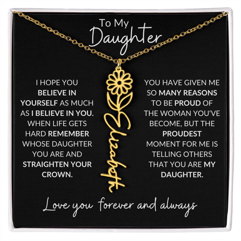 Daughter Birth Flower Necklace & Message Card - Kim’s Signature Beauty & Accessories    
