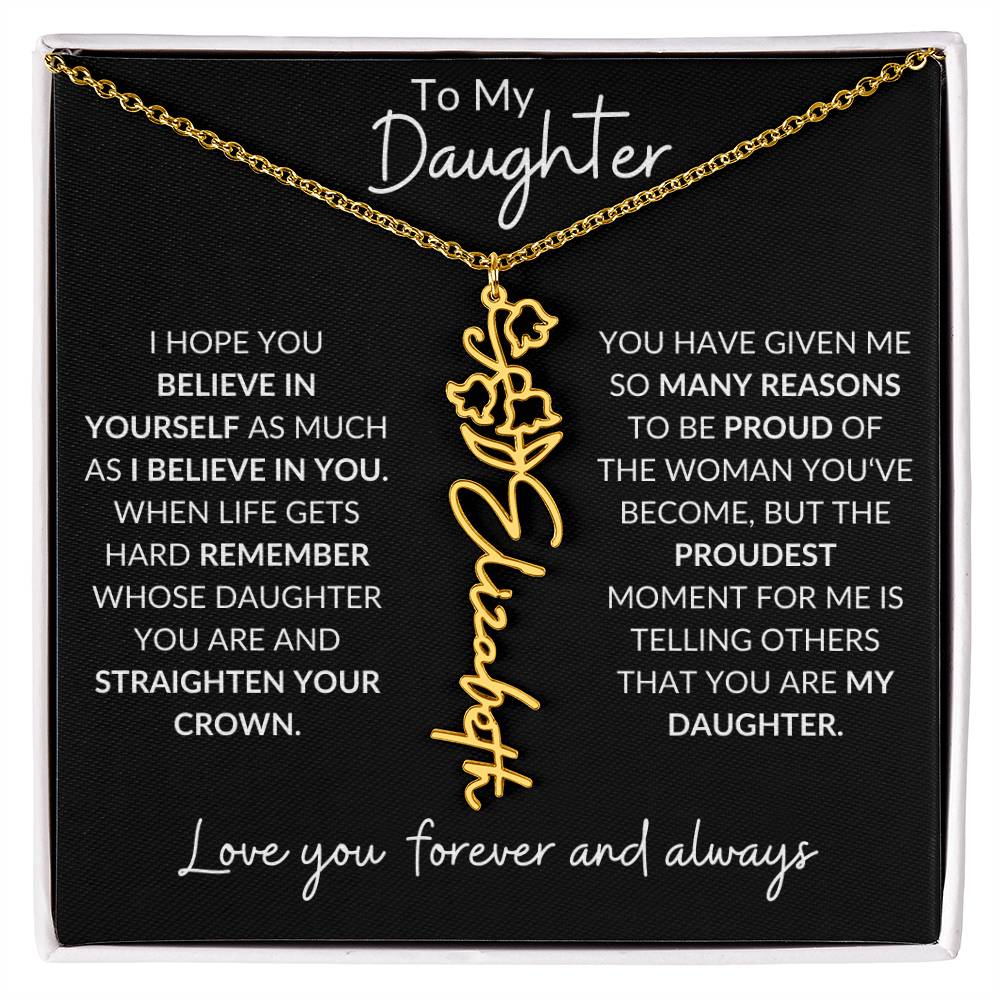 Daughter Birth Flower Necklace & Message Card - Kim’s Signature Beauty & Accessories    