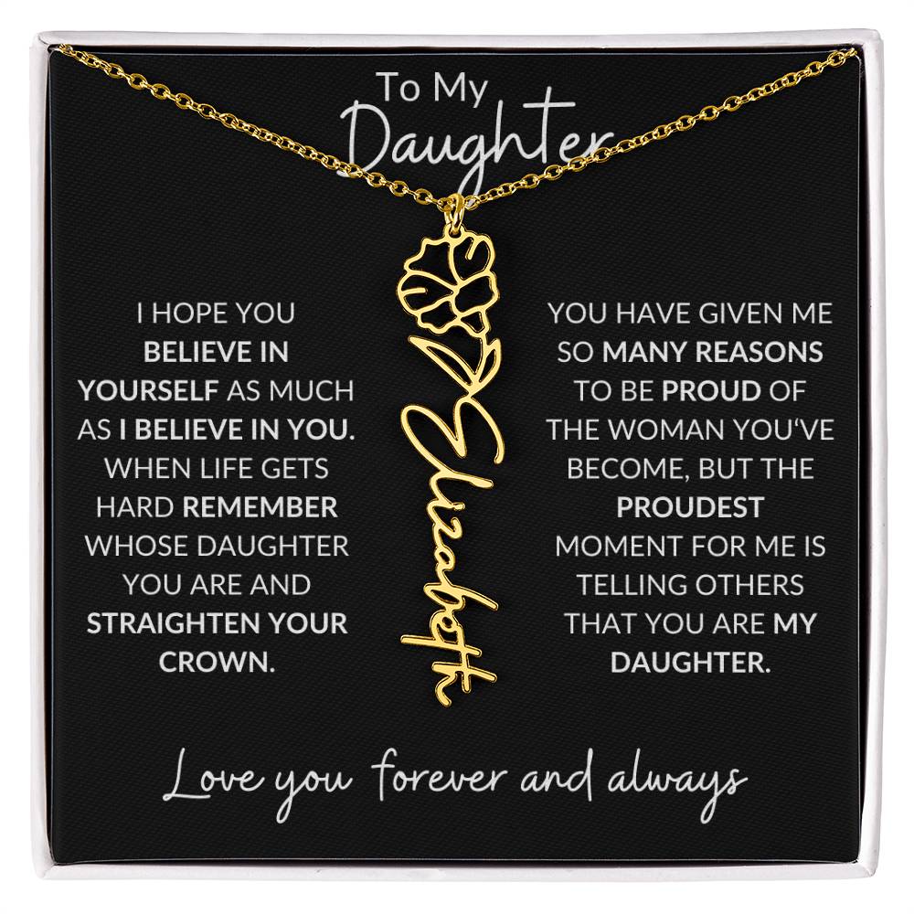 Daughter Birth Flower Necklace & Message Card - Kim’s Signature Beauty & Accessories    