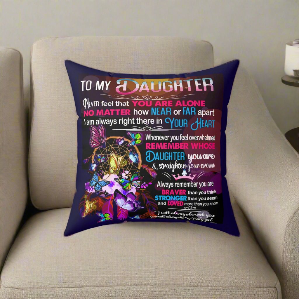 Daughter, Square Pillow - Kim’s Signature Beauty & Accessories    