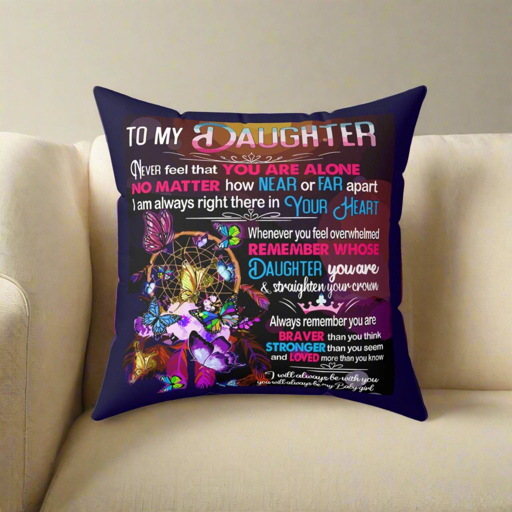 Daughter, Square Pillow - Kim’s Signature Beauty & Accessories    