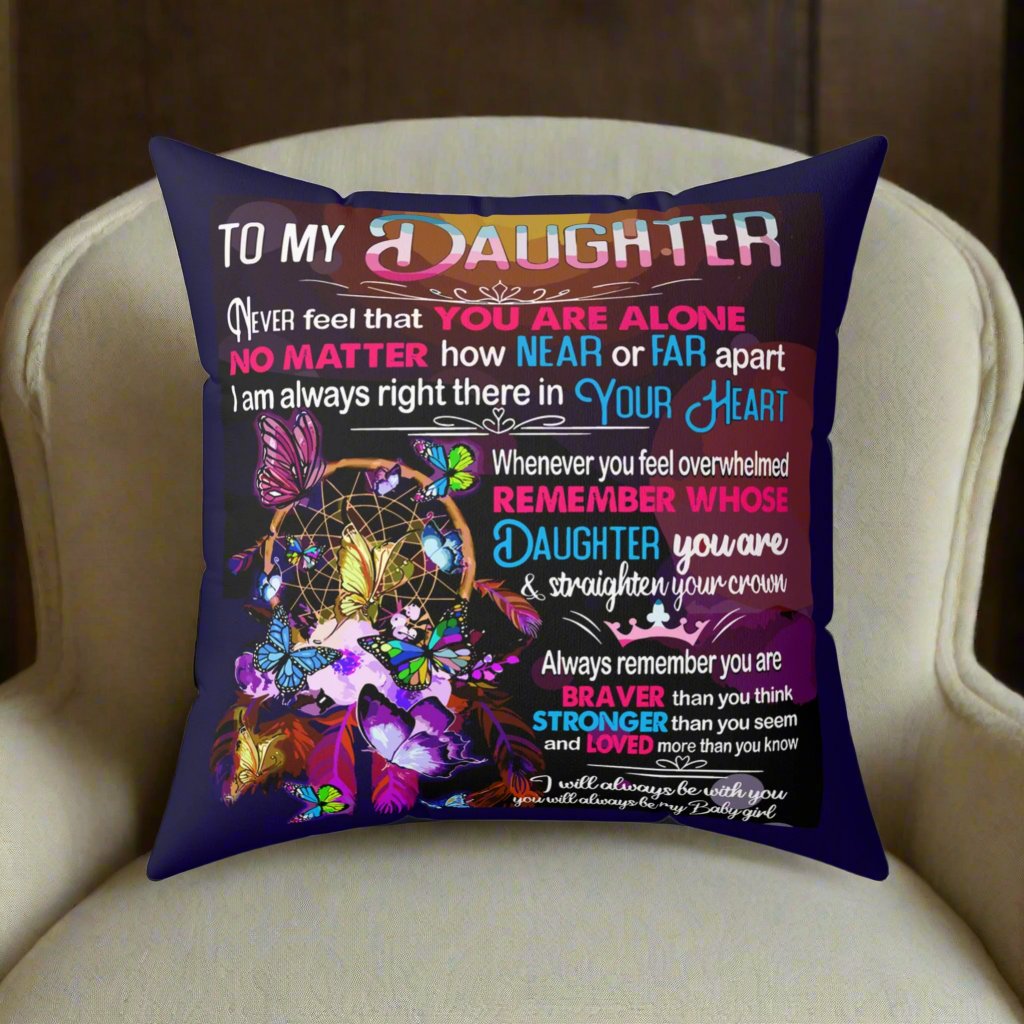 Daughter, Square Pillow - Kim’s Signature Beauty & Accessories    