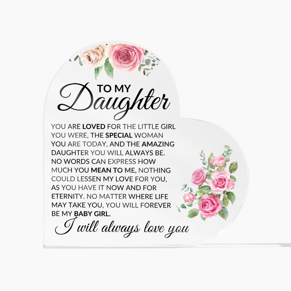 Daughter, love you Acrylic Heart - Kim’s Signature Beauty & Accessories    
