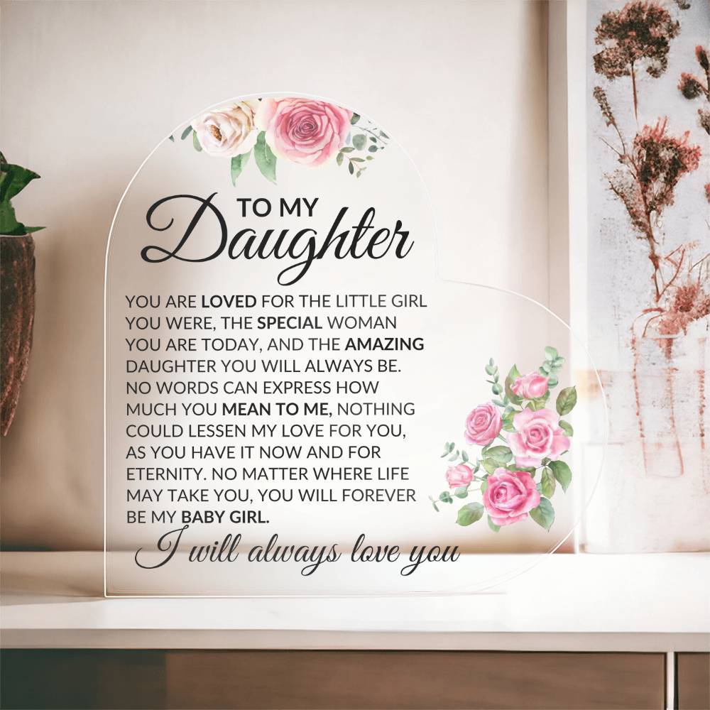 Daughter, love you Acrylic Heart - Kim’s Signature Beauty & Accessories    