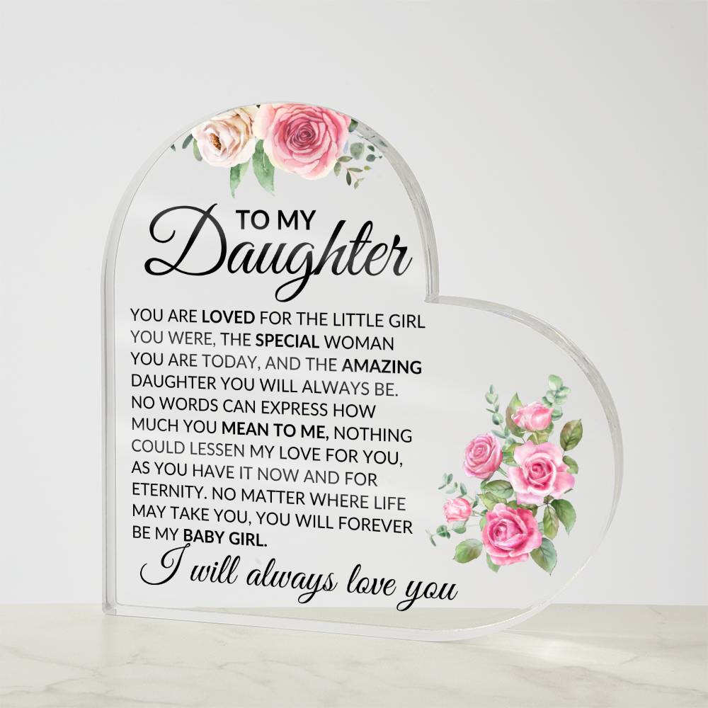 Daughter, love you Acrylic Heart - Kim’s Signature Beauty & Accessories    