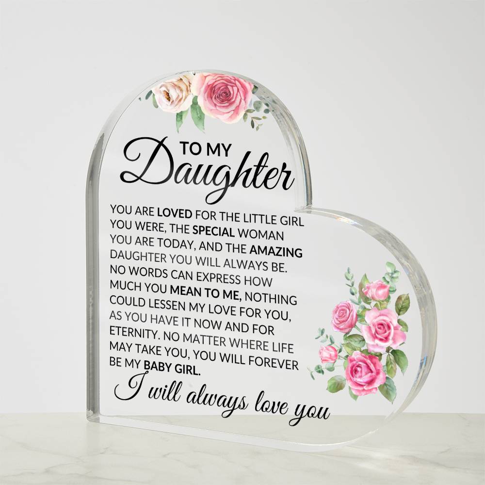 Daughter, love you Acrylic Heart - Kim’s Signature Beauty & Accessories    