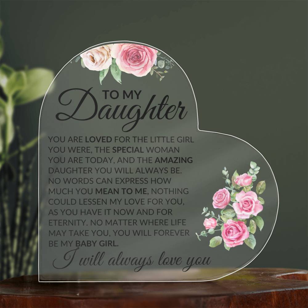 Daughter, love you Acrylic Heart - Kim’s Signature Beauty & Accessories    