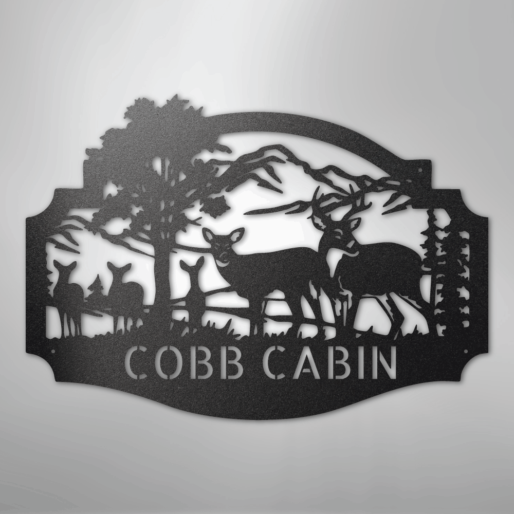 Deer Family Monogram - Steel Sign - Kim’s Signature Beauty & Accessories