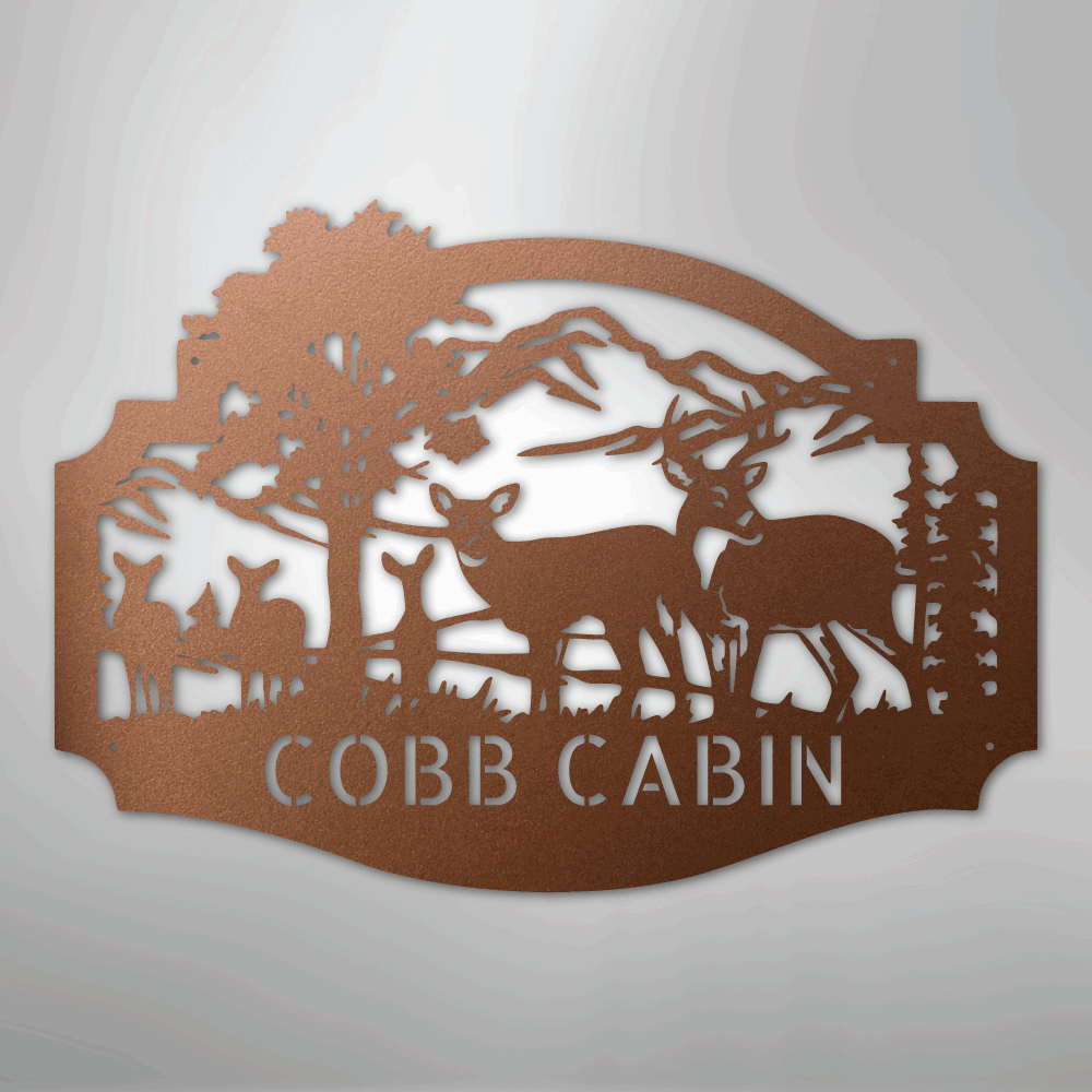 Deer Family Monogram - Steel Sign - Kim’s Signature Beauty & Accessories