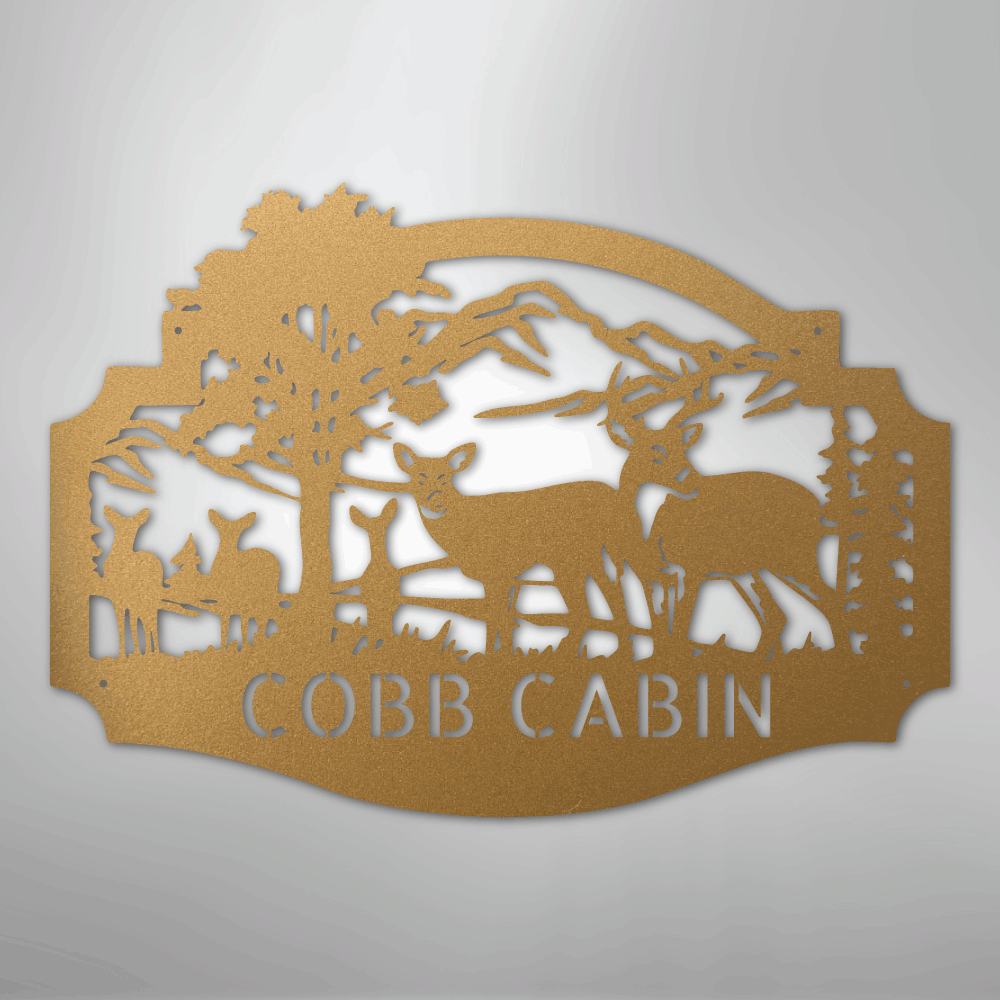 Deer Family Monogram - Steel Sign - Kim’s Signature Beauty & Accessories