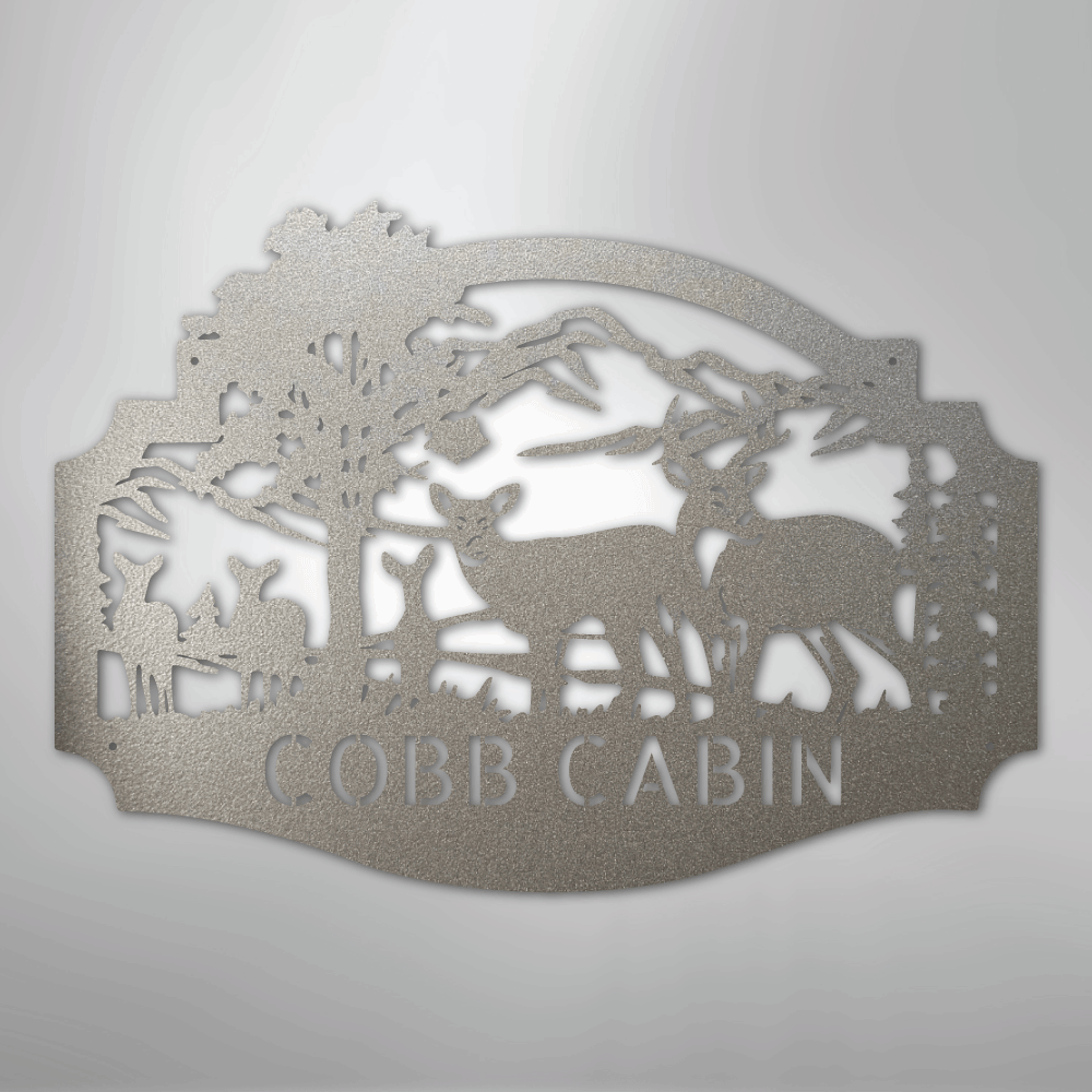 Deer Family Monogram - Steel Sign - Kim’s Signature Beauty & Accessories